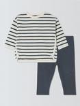 John Lewis Baby Stripe Long Sleeve Top & Ribbed Leggings Set, Blue