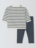 John Lewis Baby Stripe Long Sleeve Top & Ribbed Leggings Set, Blue