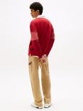 Tommy Jeans Relaxed Tonal Stripe Rugby Shirt, Tawny Sand, Magma Red