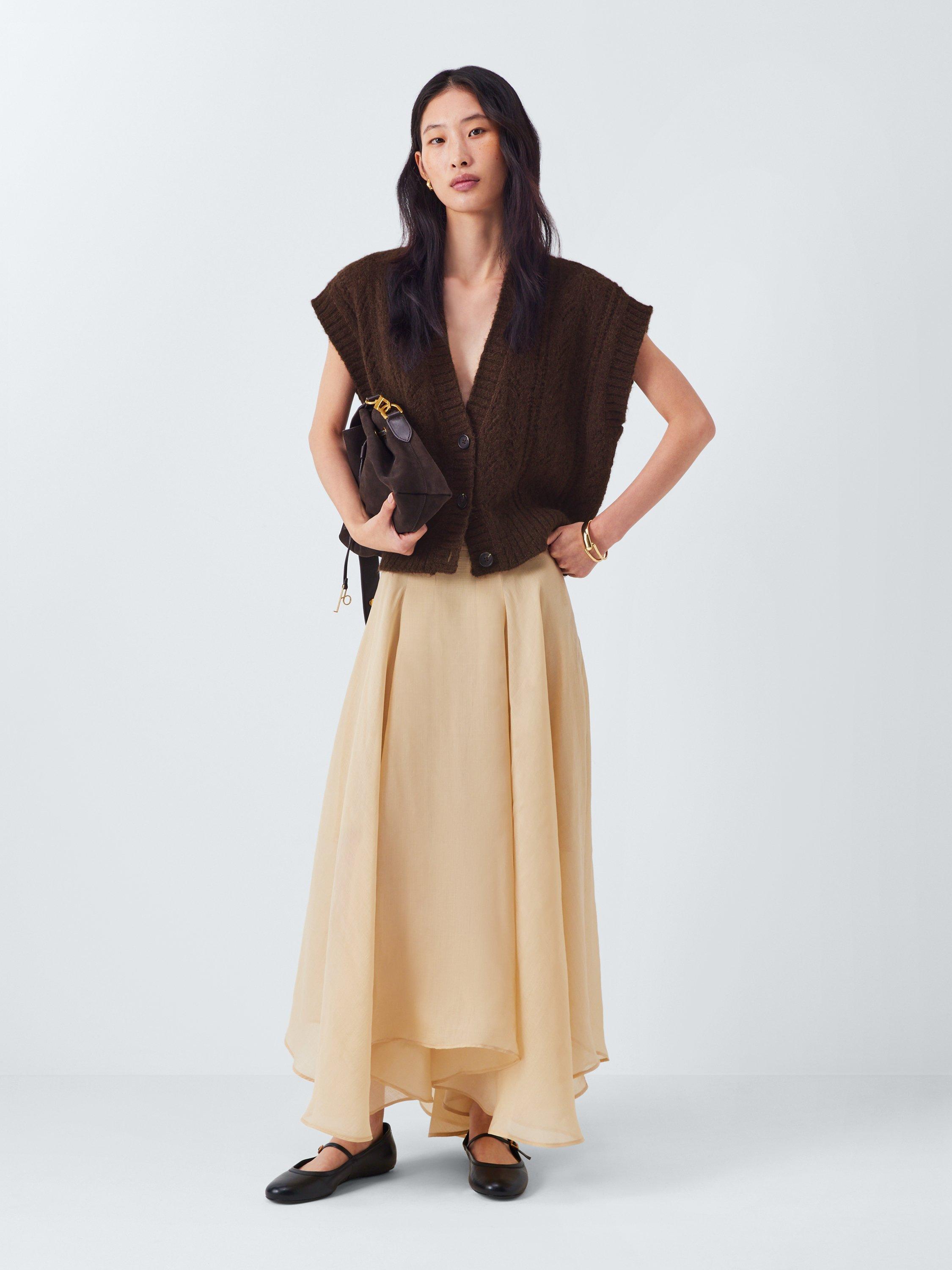 Product image 3 of 6, which shows AND/OR Bex Pointelle Sleeveless Cardigan, Chocolate, XS