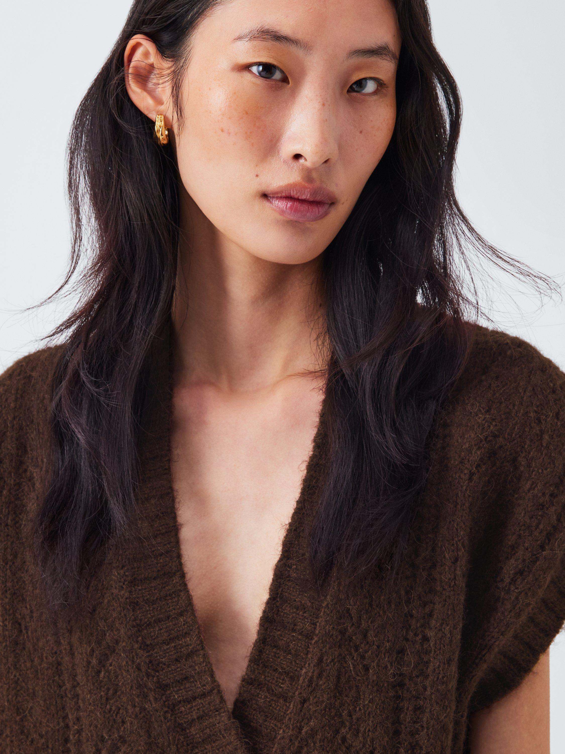 Product image 5 of 6, which shows AND/OR Bex Pointelle Sleeveless Cardigan, Chocolate, XS