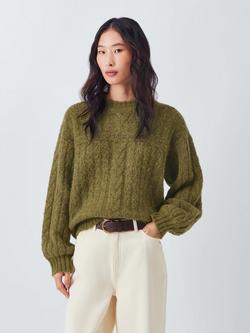 AND/OR Cable Knit Wool Rich Jumper, Olive