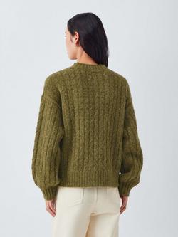 AND/OR Cable Knit Wool Rich Jumper - view 2, Olive