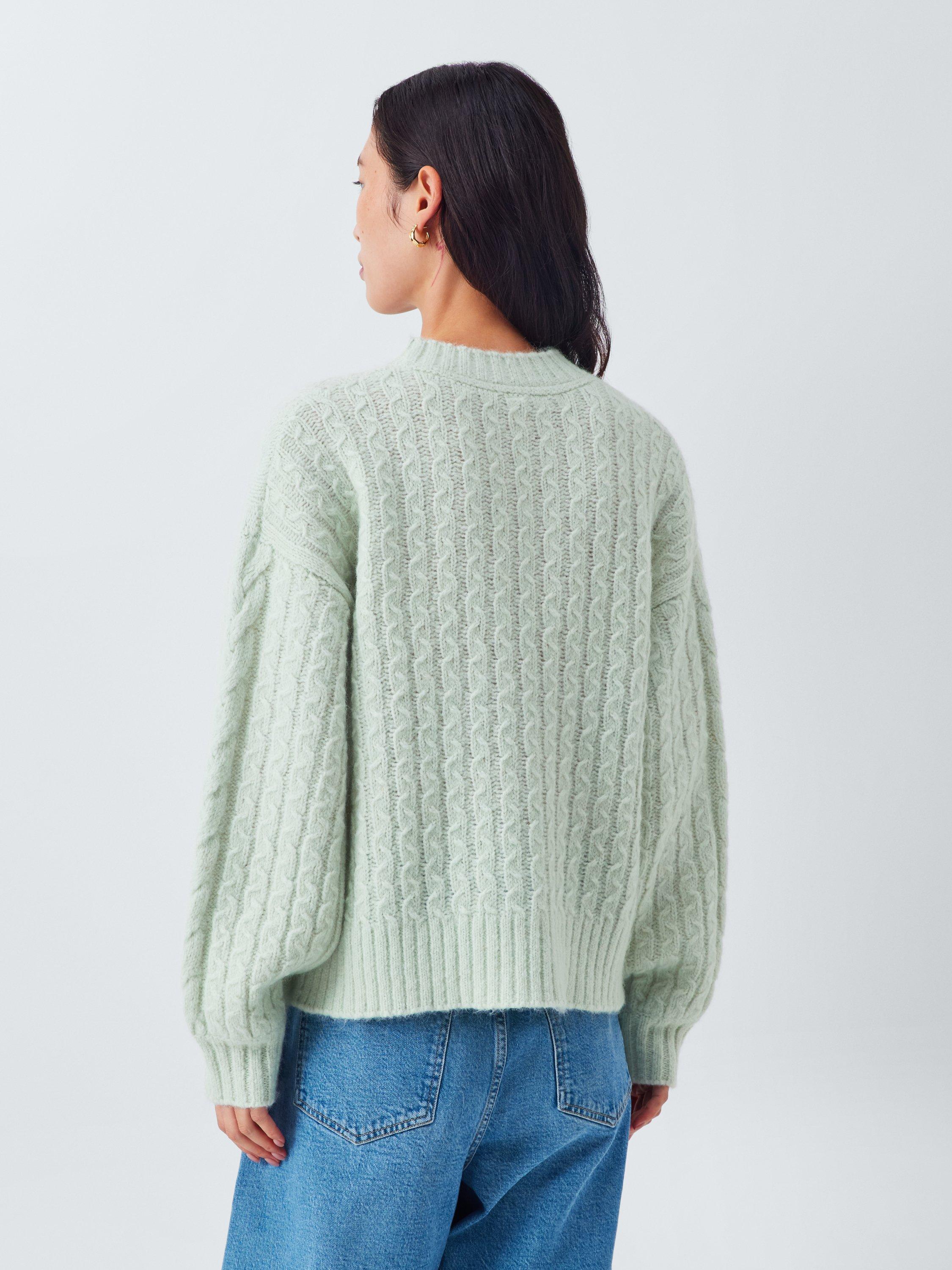 Product image 2 of 6, which shows AND/OR Cable Knit Wool Rich Jumper, Aqua, XS