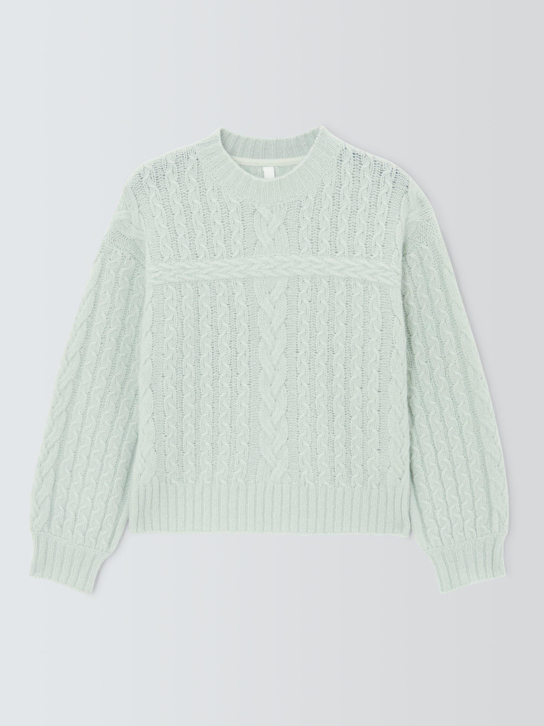 Product image 4 of 6, which shows AND/OR Cable Knit Wool Rich Jumper, Aqua, XS