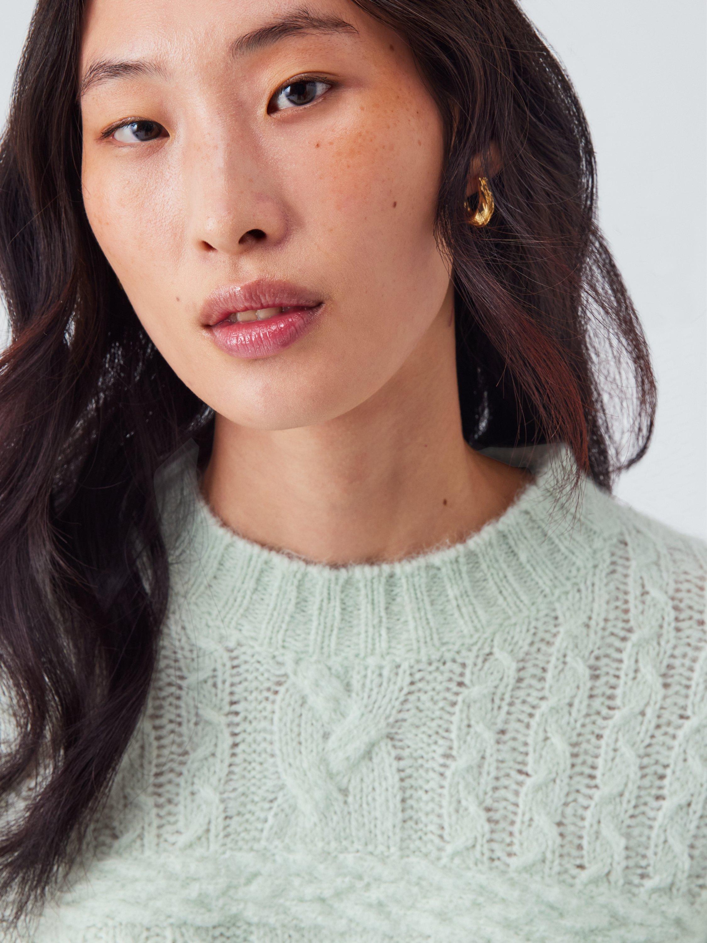 Product image 5 of 6, which shows AND/OR Cable Knit Wool Rich Jumper, Aqua, XS