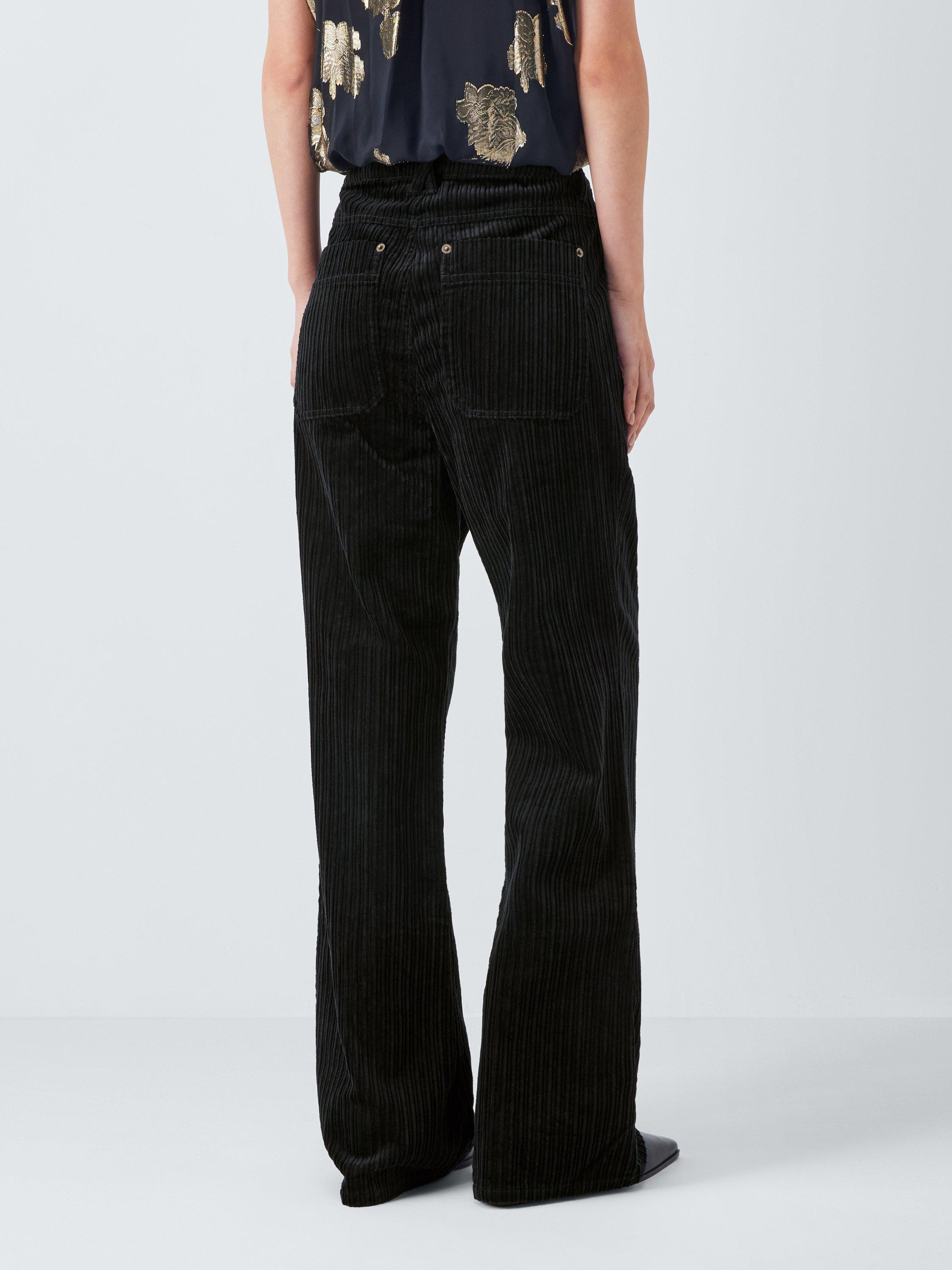 Product image 2 of 6, which shows AND/OR Mid Rise Flared Corduroy Trousers, Black, 6