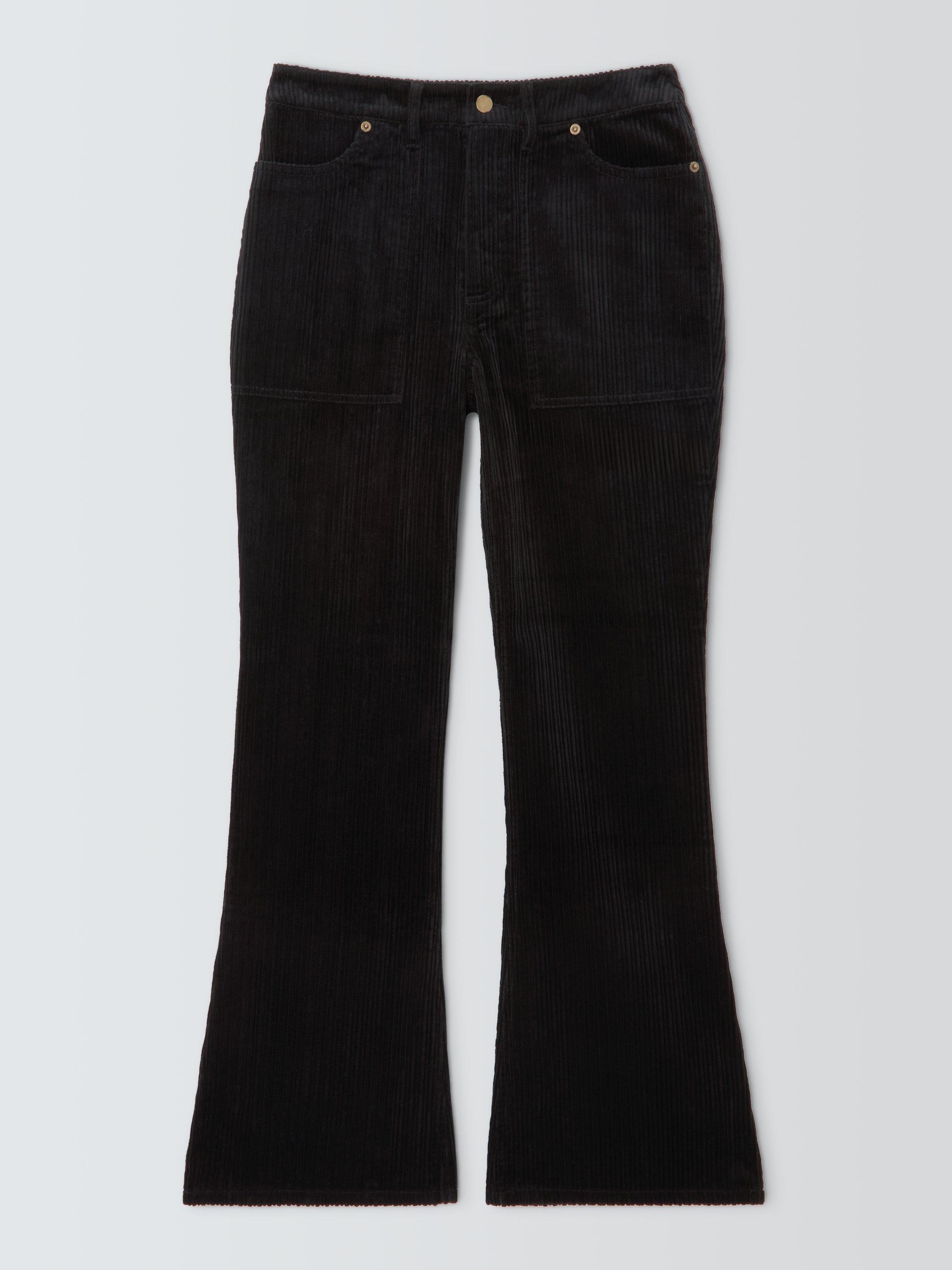 Product image 4 of 6, which shows AND/OR Mid Rise Flared Corduroy Trousers, Black, 6