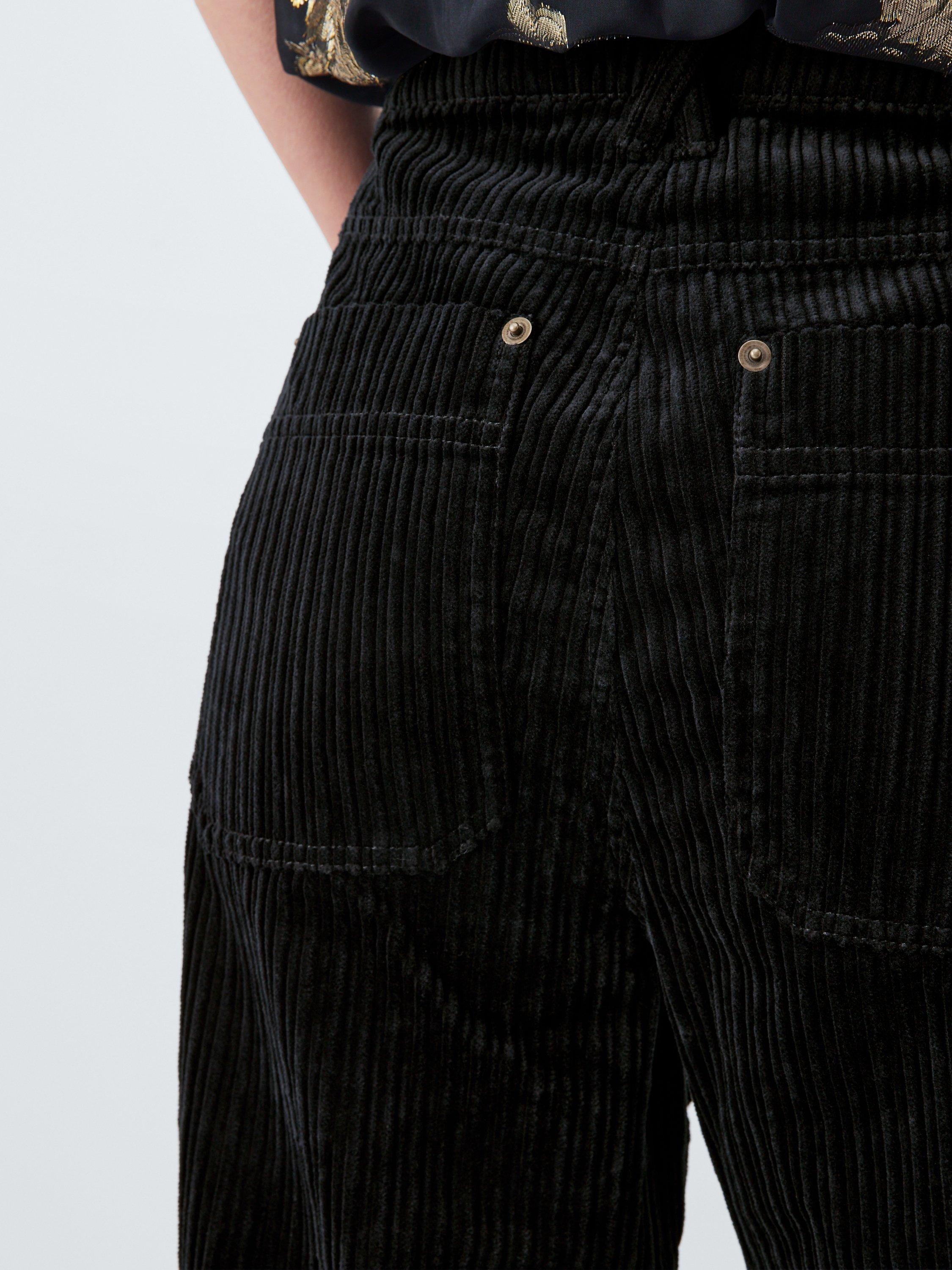 Product image 6 of 6, which shows AND/OR Mid Rise Flared Corduroy Trousers, Black, 6