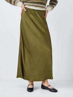 AND/OR A-Line Satin Maxi Skirt, Olive