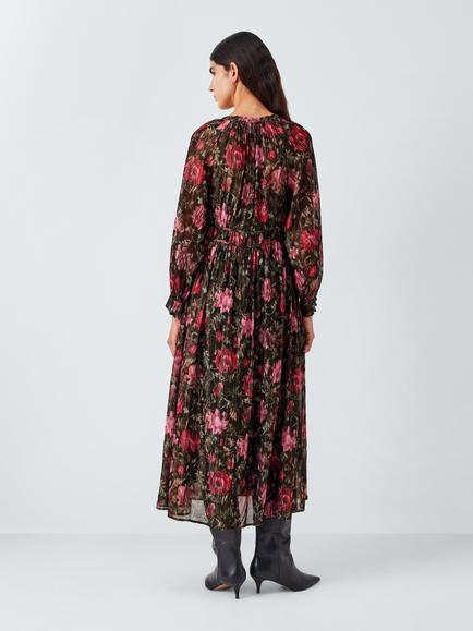 AND/OR Megan Floral Metallic Thread Dress, Black/Pink - view 2, Black/Pink