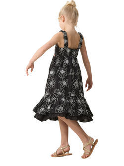 Angel & Rocket Kids' Embroidered Floral Dress, Black/White - view 2, Black/White