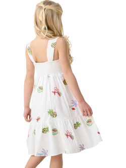 Angel & Rocket Kids' Embroidered Fruit Sundress, White/Multi - view 2, White/Multi