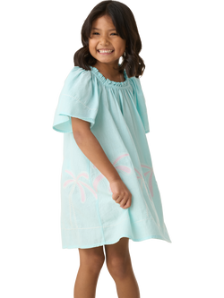 Angel & Rocket Kids' Embroidered Palm Trees Sundress, Blue/Multi - view 2, Blue/Multi