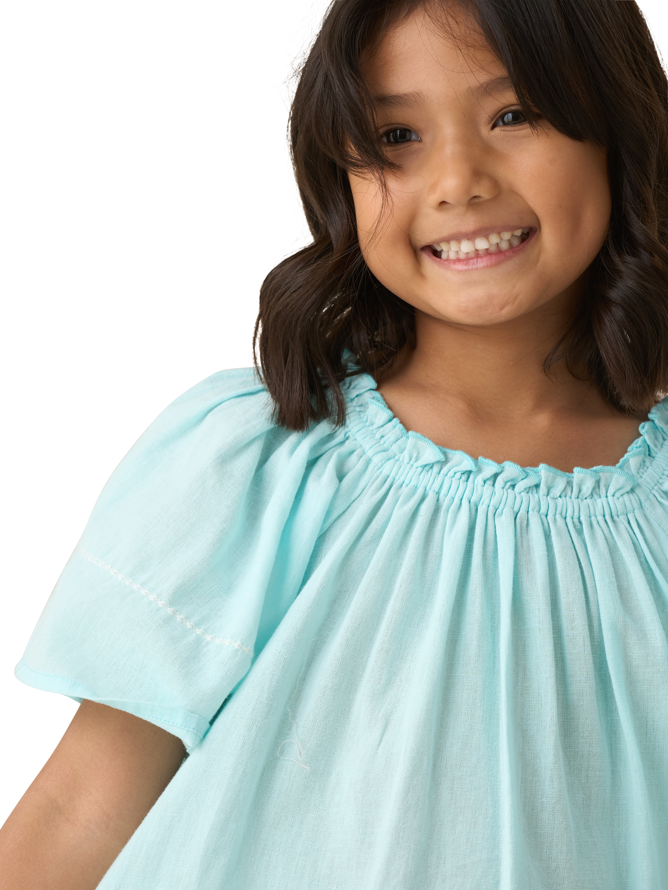 Product image 4 of 9, which shows Angel & Rocket Kids' Embroidered Palm Trees Sundress, Blue/Multi, 3 years