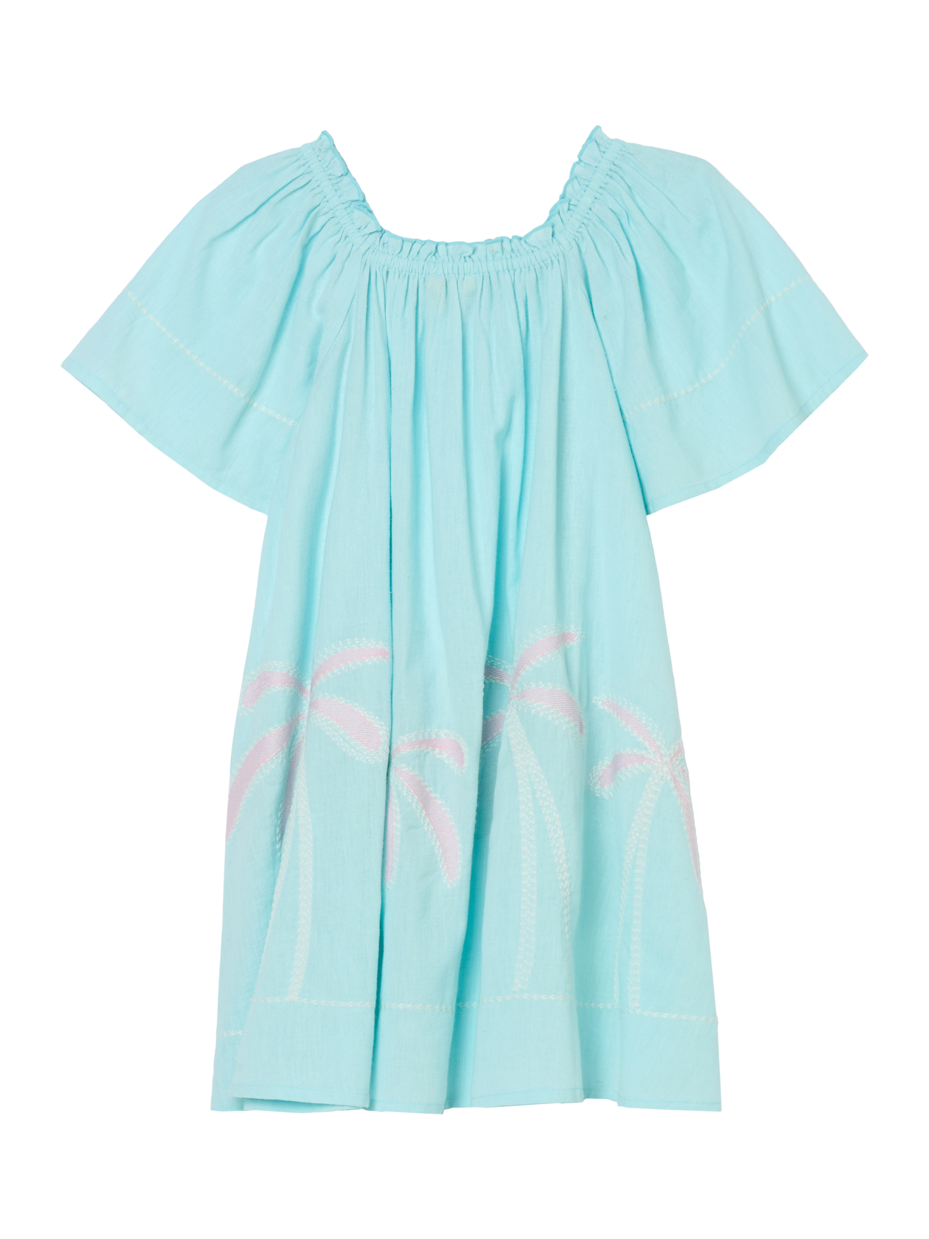 Product image 8 of 9, which shows Angel & Rocket Kids' Embroidered Palm Trees Sundress, Blue/Multi, 3 years