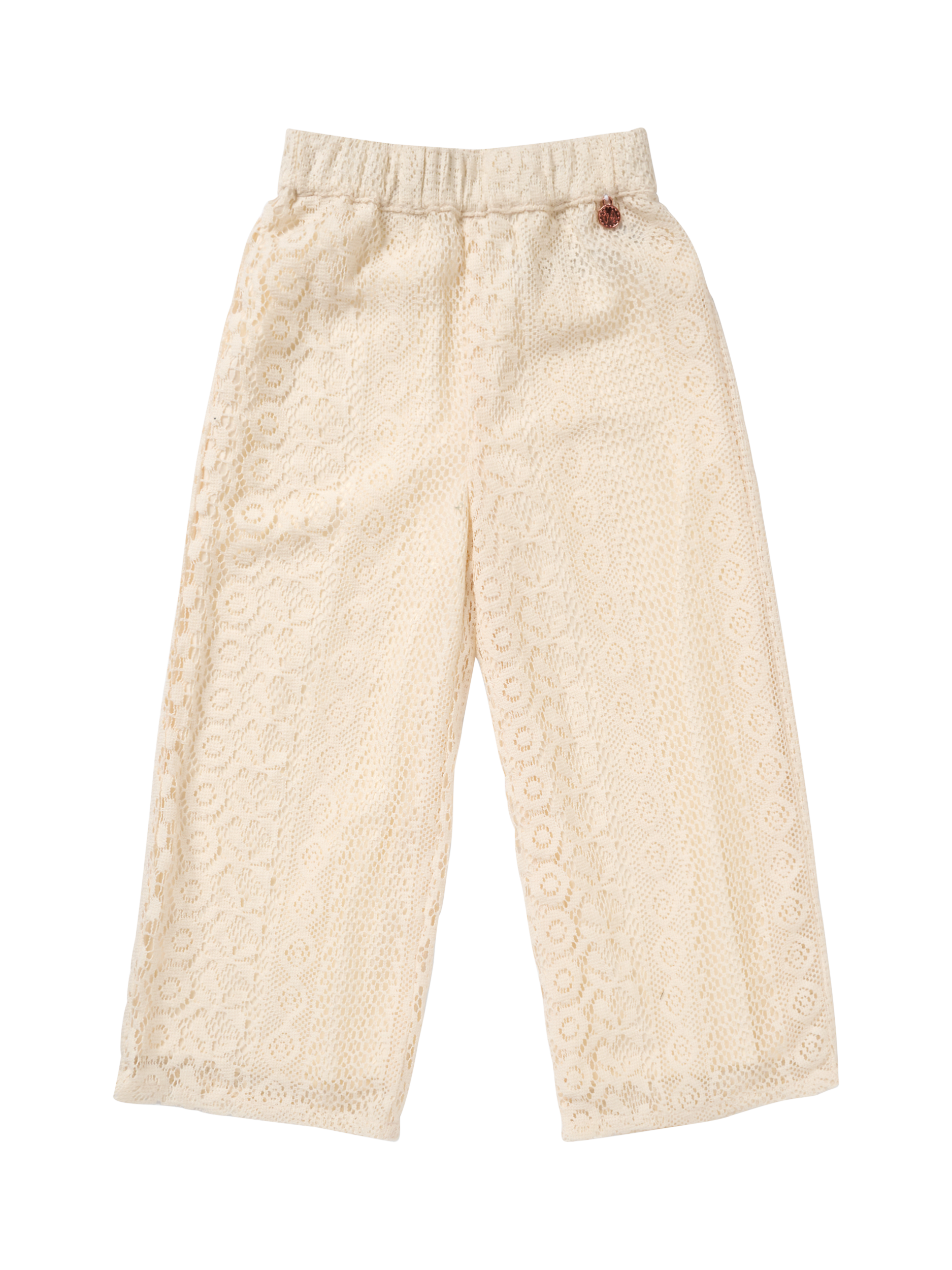 Product image 4 of 6, which shows Angel & Rocket Kids' Jersey Crochet Trousers, Cream, 3 years