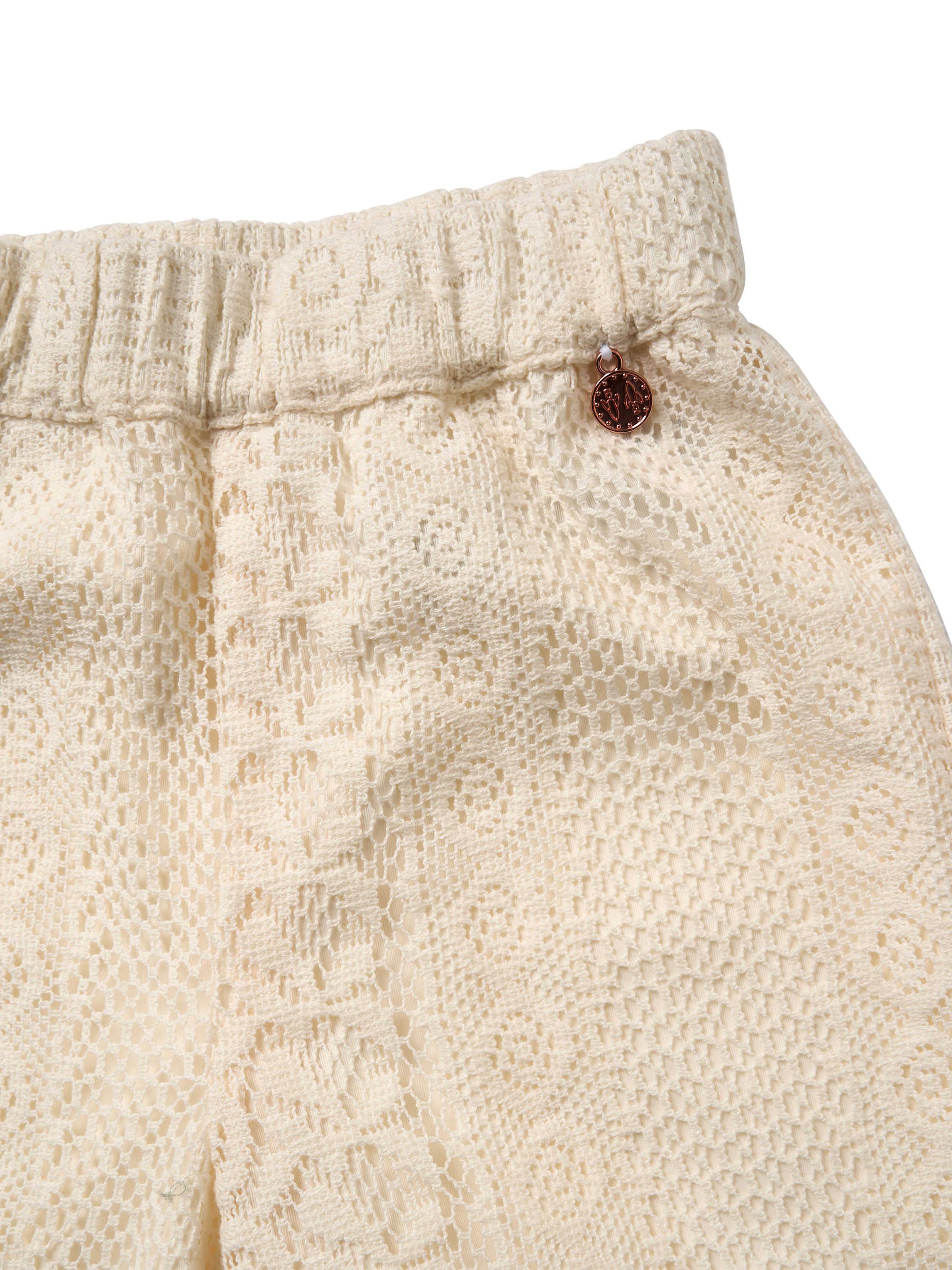 Product image 6 of 6, which shows Angel & Rocket Kids' Jersey Crochet Trousers, Cream, 3 years