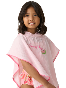 Angel & Rocket Kids' Pom Pom Trim Hooded Kaftan, Pink, Pink