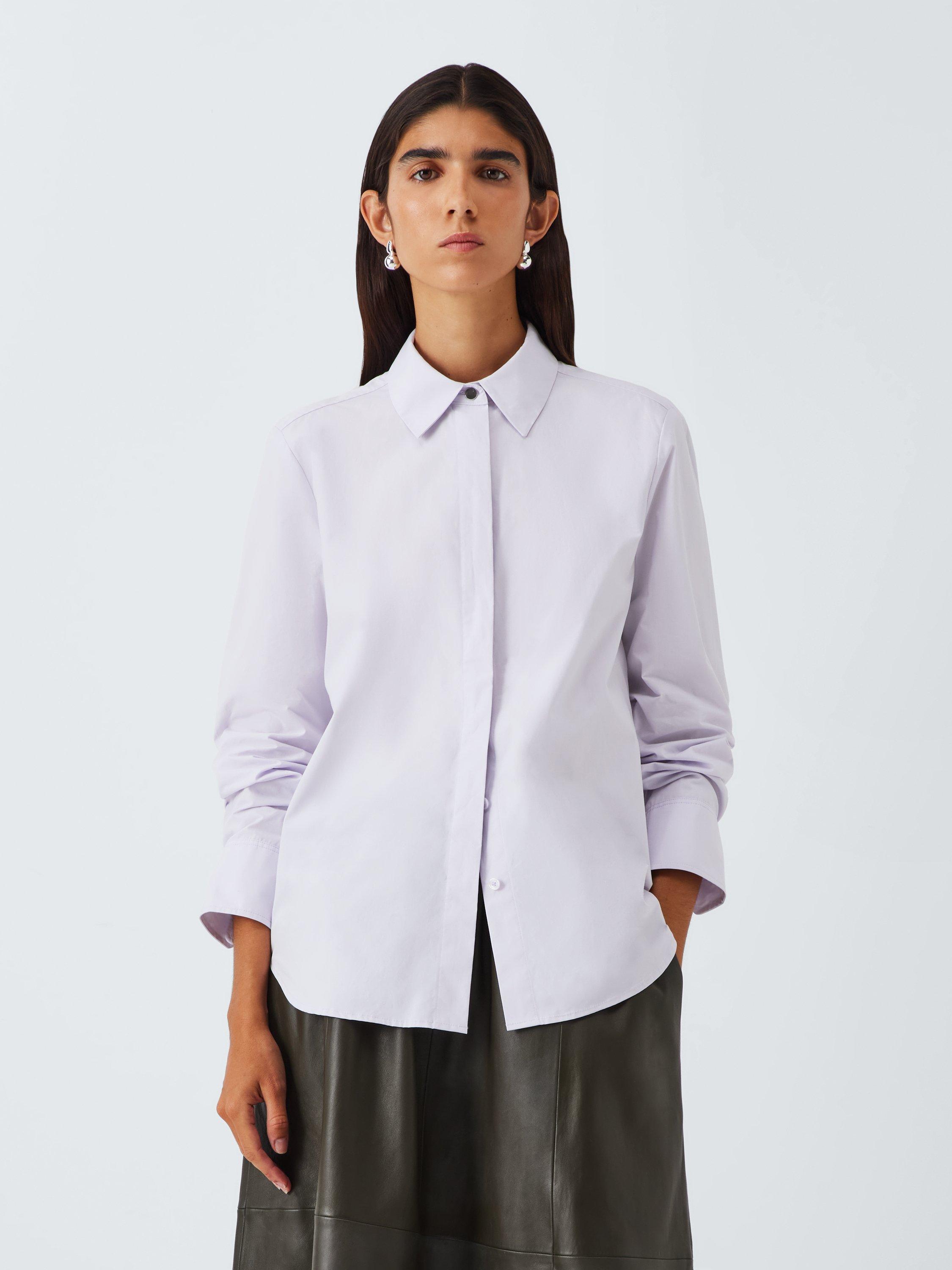Product image 1 of 6, which shows John Lewis Cotton Poplin Shirt, Lilac, 8