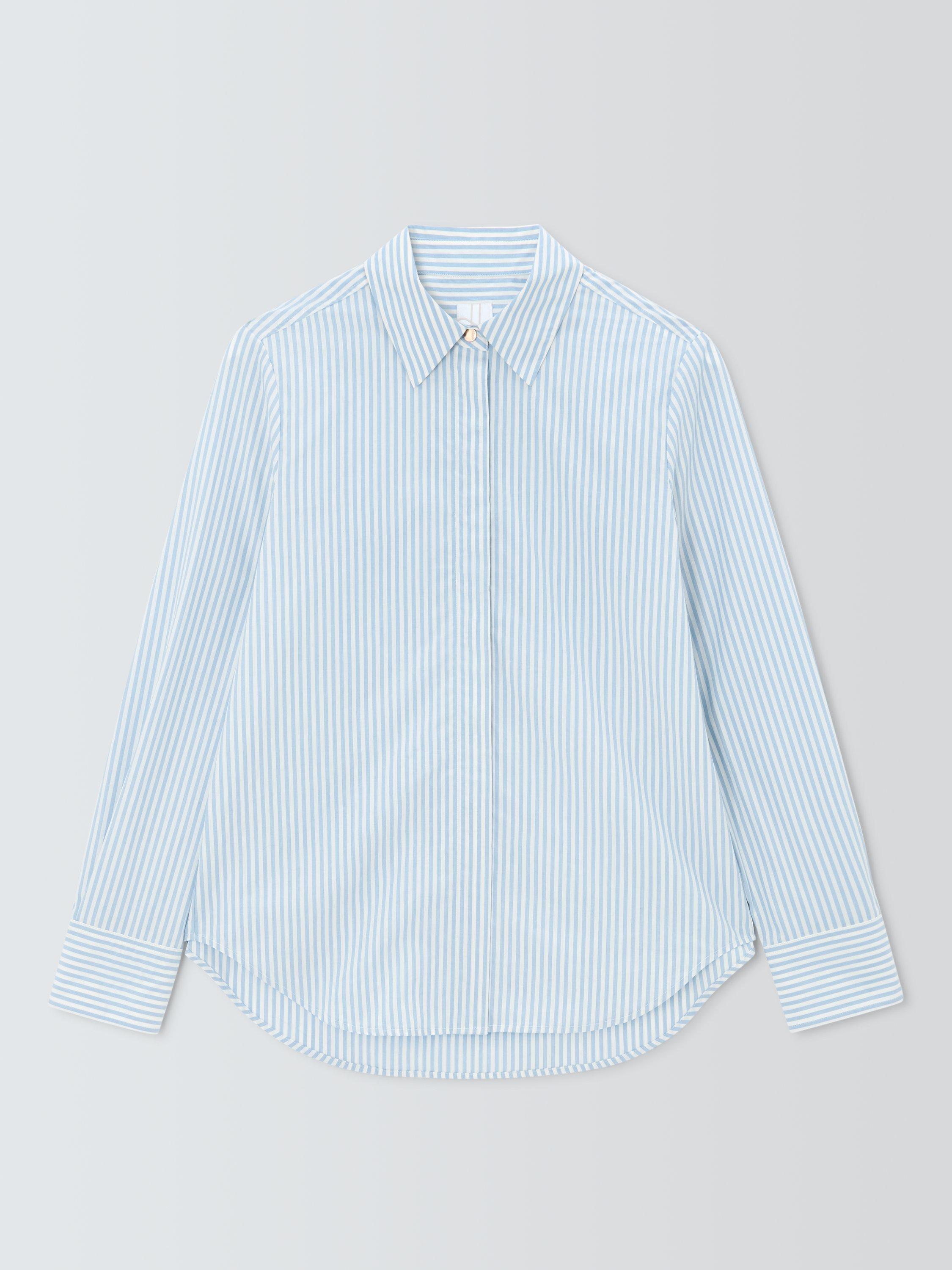 Product image 4 of 6, which shows John Lewis Striped Cotton Poplin Shirt, Blue Multi, 8