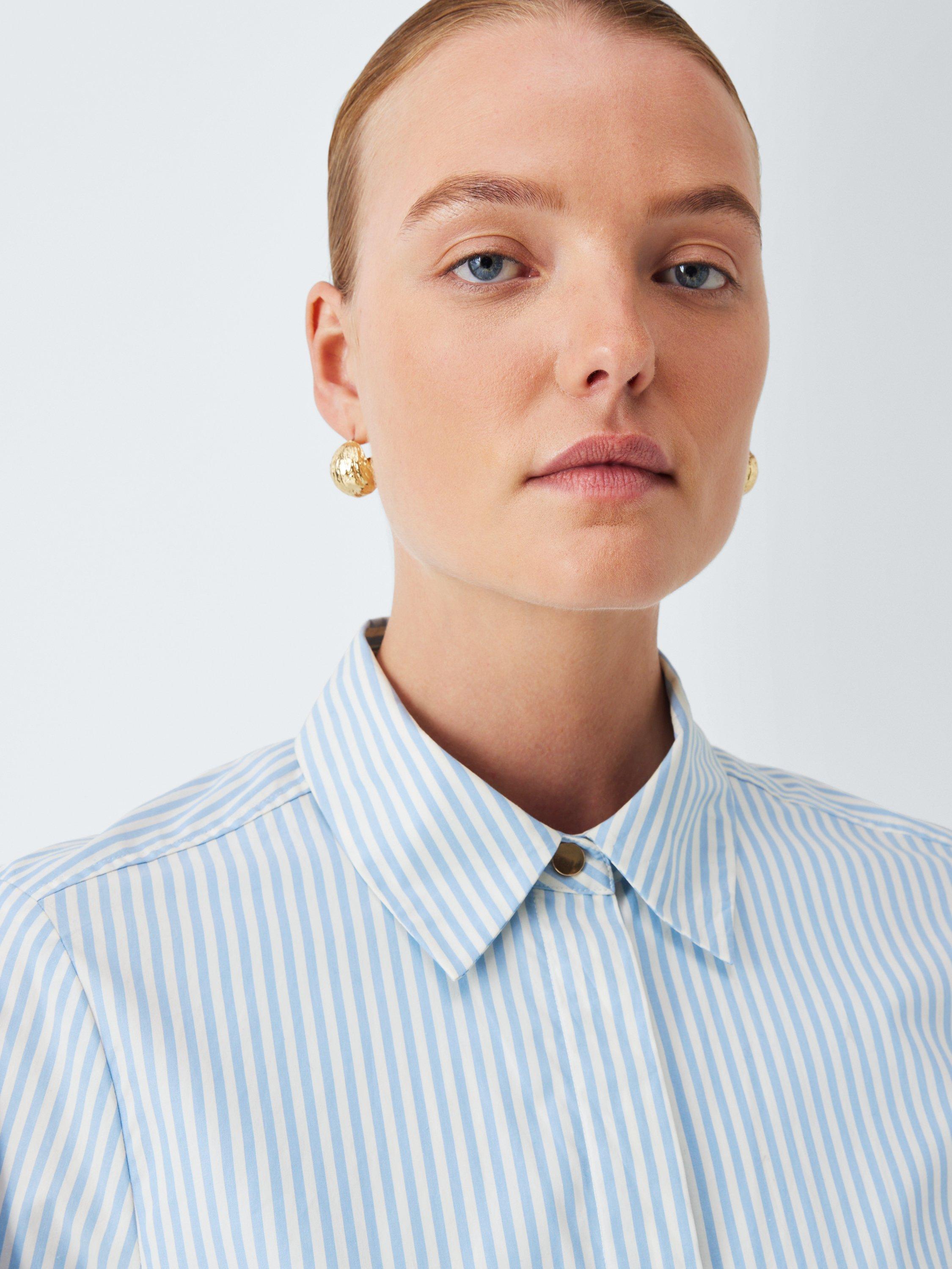 Product image 5 of 6, which shows John Lewis Striped Cotton Poplin Shirt, Blue Multi, 8