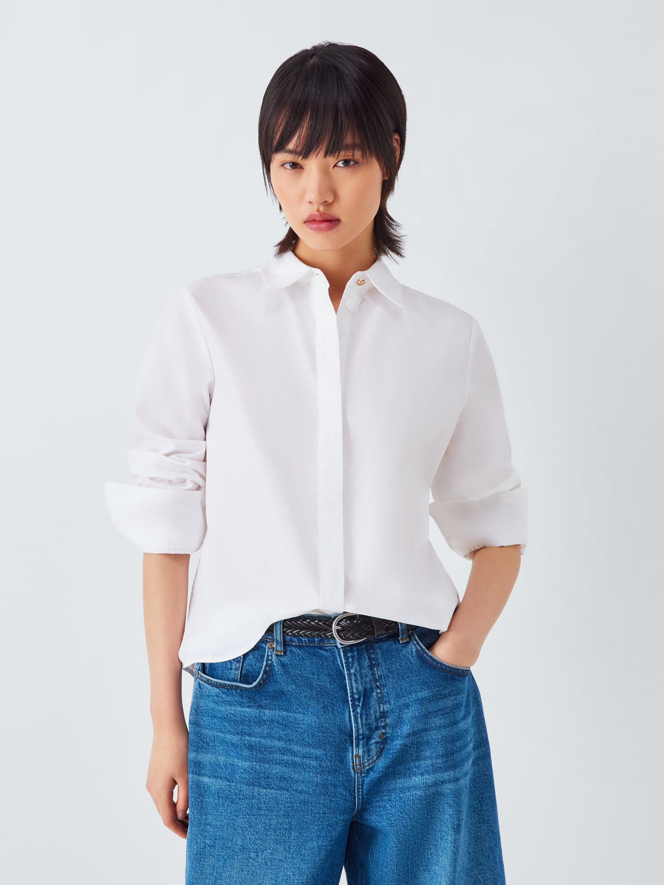 Product image 1 of 6, which shows John Lewis Cotton Poplin Shirt, Off White, 8