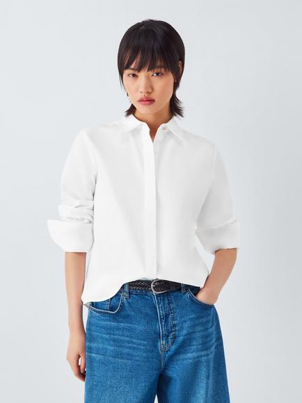John Lewis Cotton Poplin Shirt, Off White, Off White