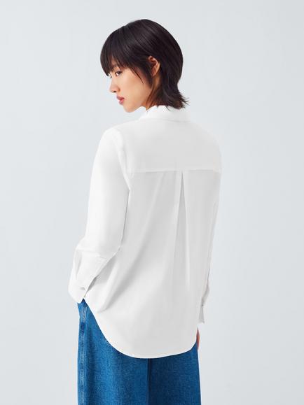 John Lewis Cotton Poplin Shirt, Off White - view 2, Off White
