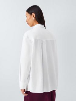 John Lewis Floral Embellished Cotton Shirt, White - view 2, Embellished