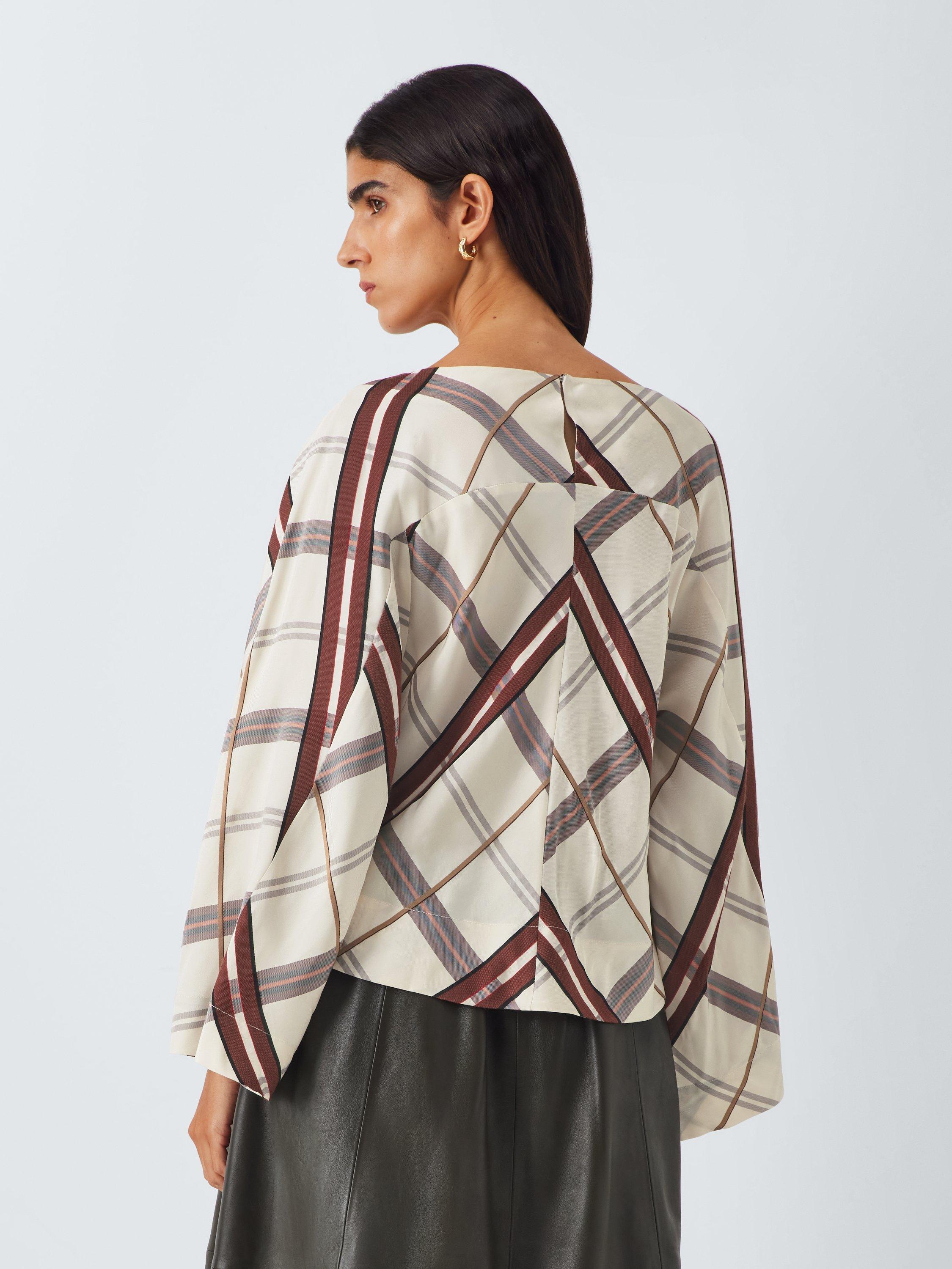 Product image 2 of 6, which shows John Lewis Wide Sleeve Check Top, Multi, 8