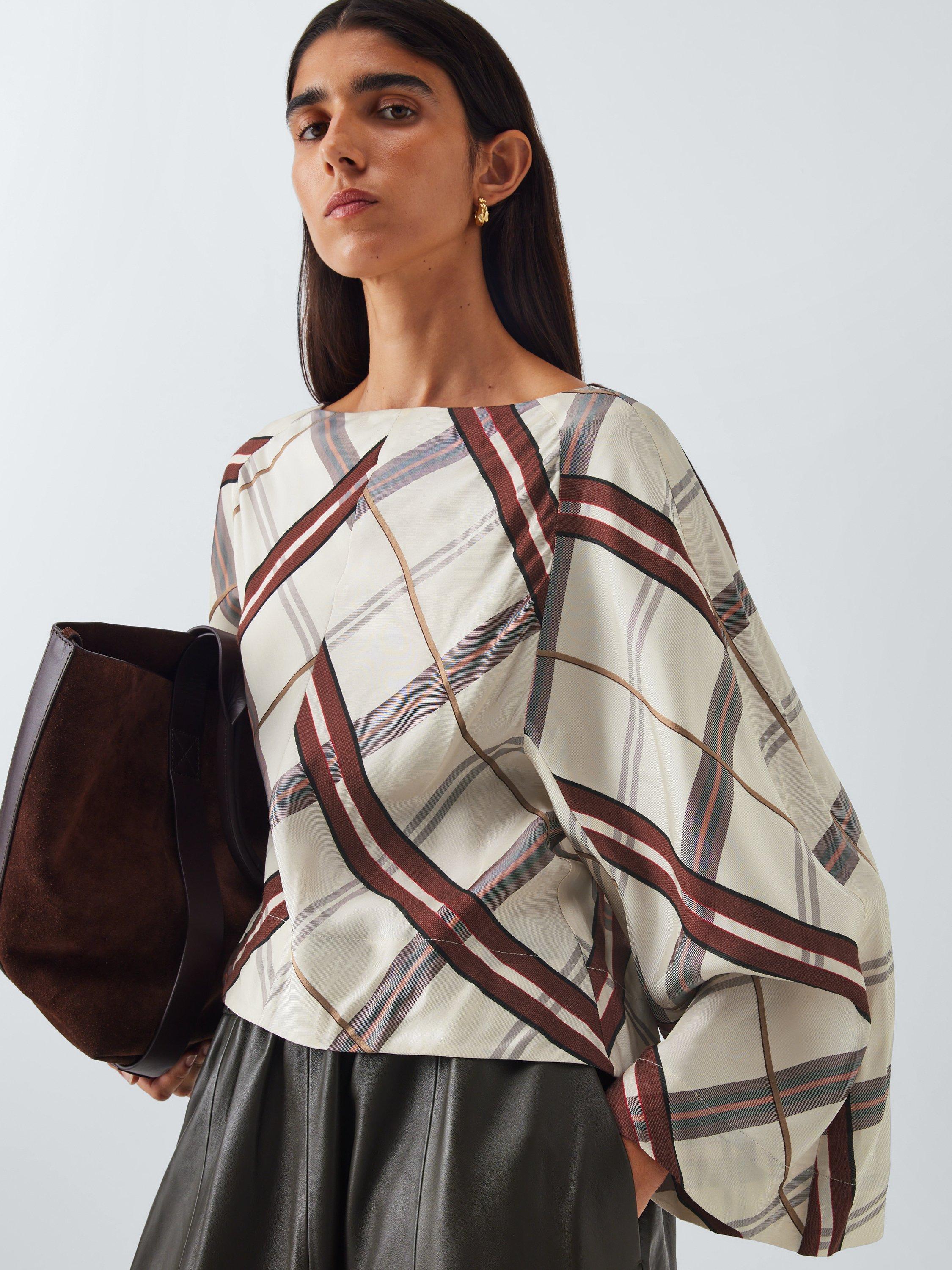 Product image 6 of 6, which shows John Lewis Wide Sleeve Check Top, Multi, 8