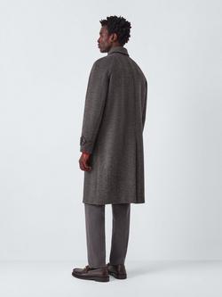 John Lewis Herringbone Wool Blend Overcoat, Brown - view 2, Brown