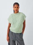 John Lewis Gauzy Argyle Wool Knit Tank Top, Green