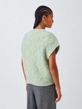 John Lewis Gauzy Argyle Wool Knit Tank Top, Green
