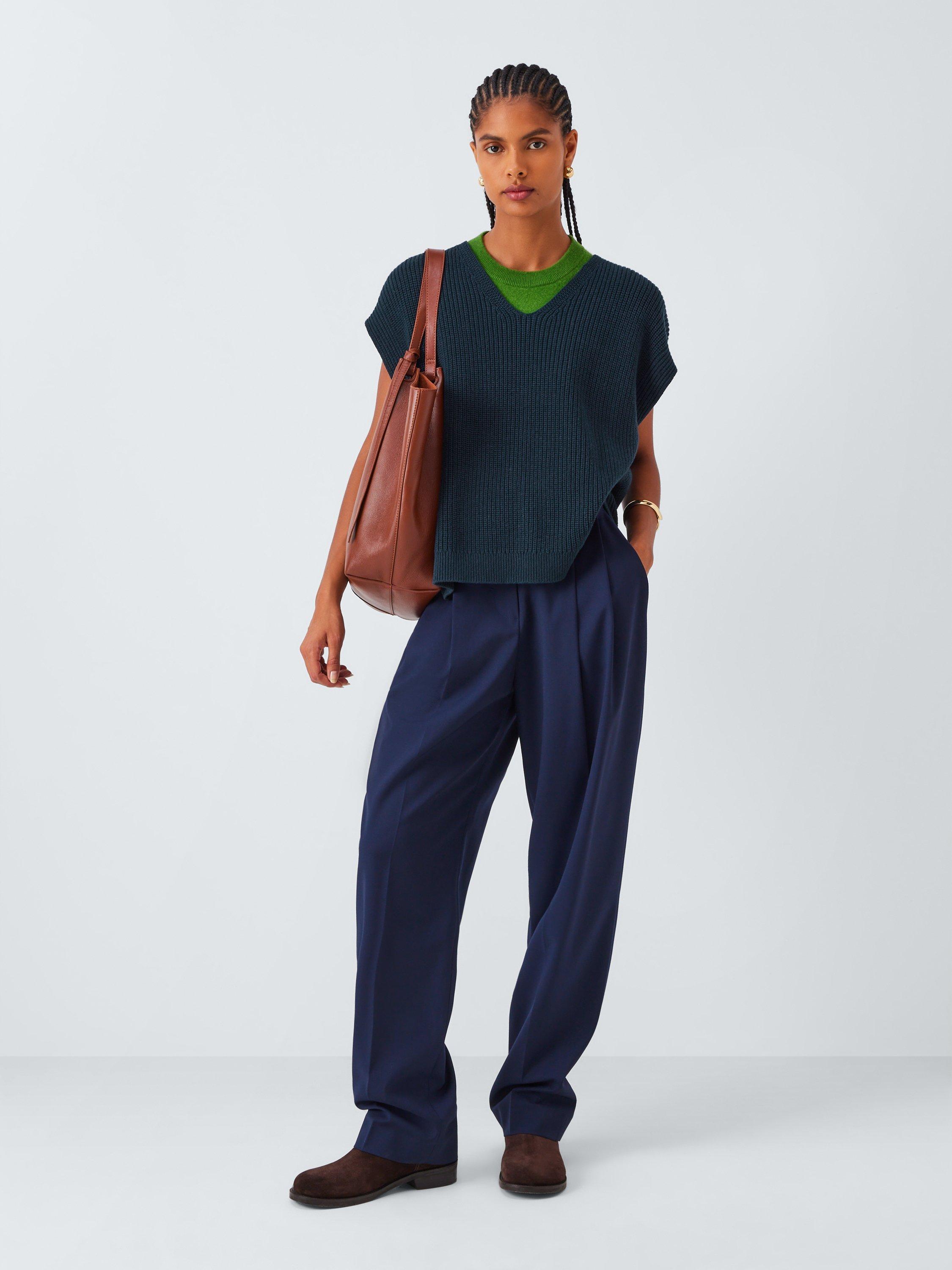 Product image 3 of 7, which shows John Lewis V-Neck Cotton Knit Vest, Navy, XS