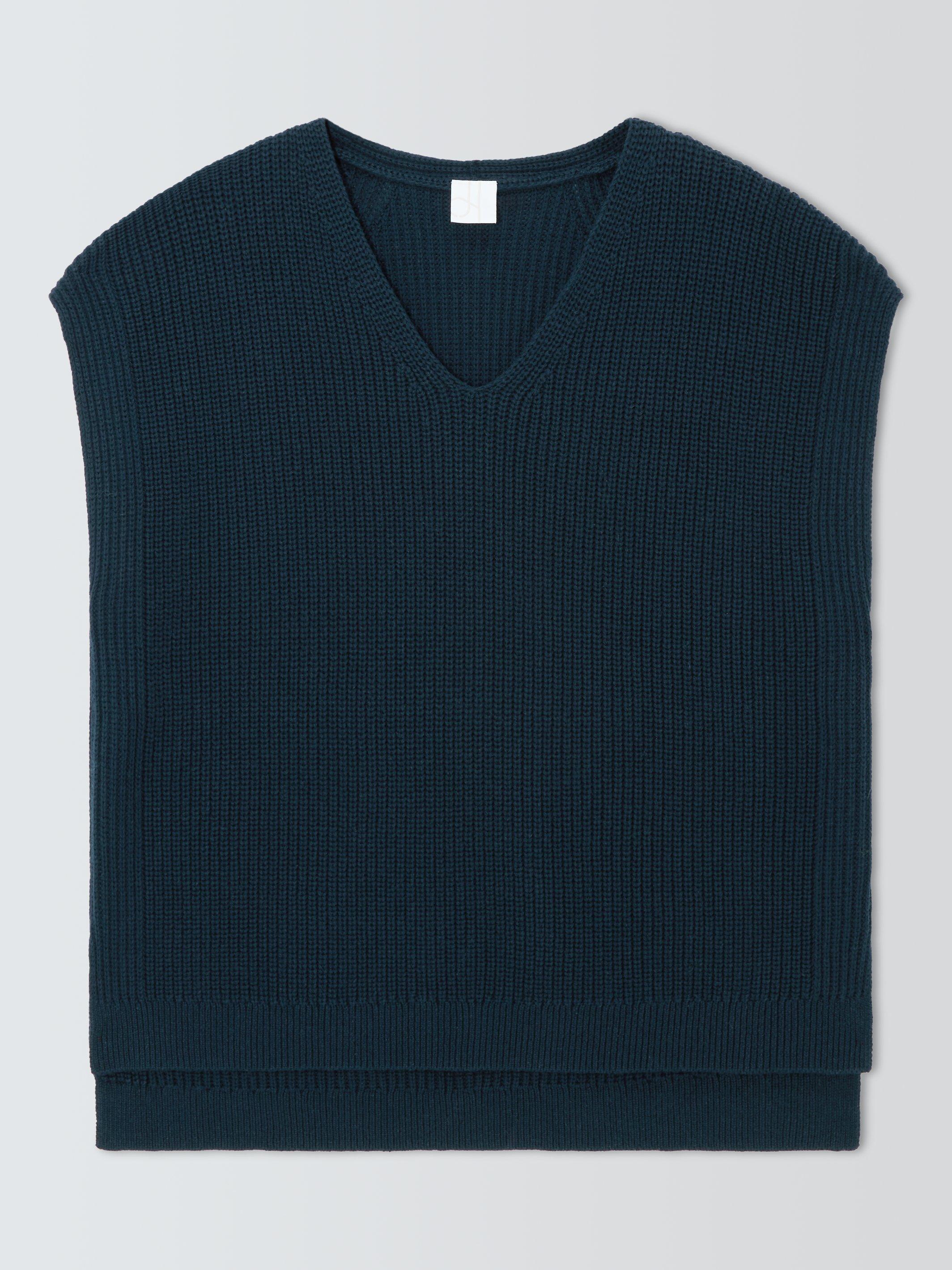 Product image 4 of 7, which shows John Lewis V-Neck Cotton Knit Vest, Navy, XS