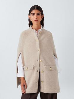 John Lewis Super Washed Wool Military Cape, Natural, Natural