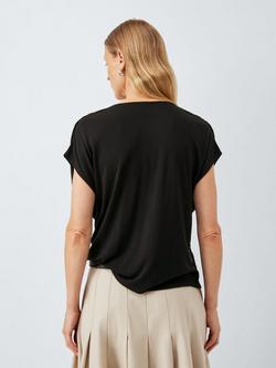John Lewis Drape Neck Cap Sleeve Top containing TENCEL™ Lyocell - view 2, Black