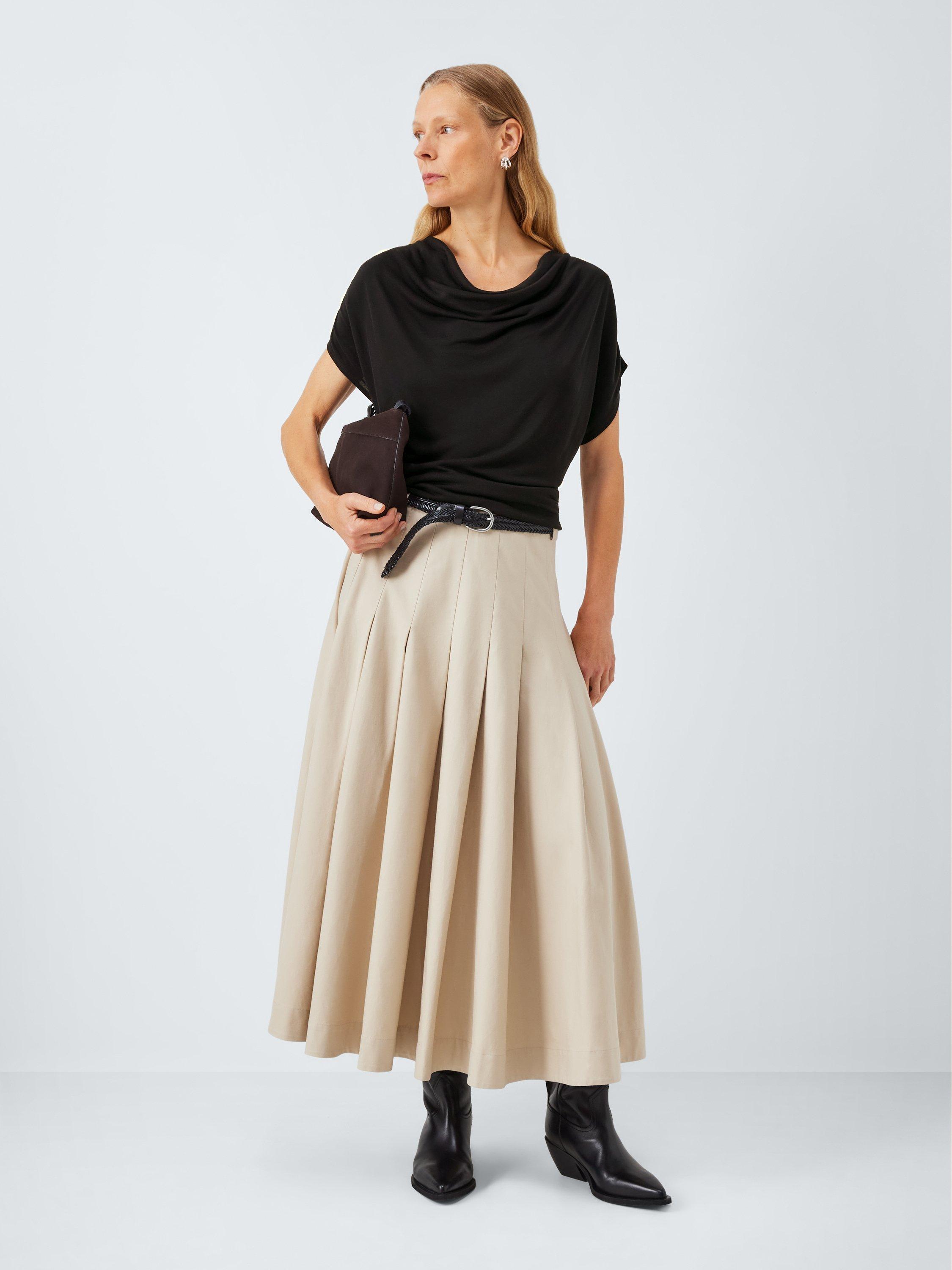 Product image 3 of 6, which shows John Lewis Drape Neck Cap Sleeve Top containing TENCEL™ Lyocell, Black, 6