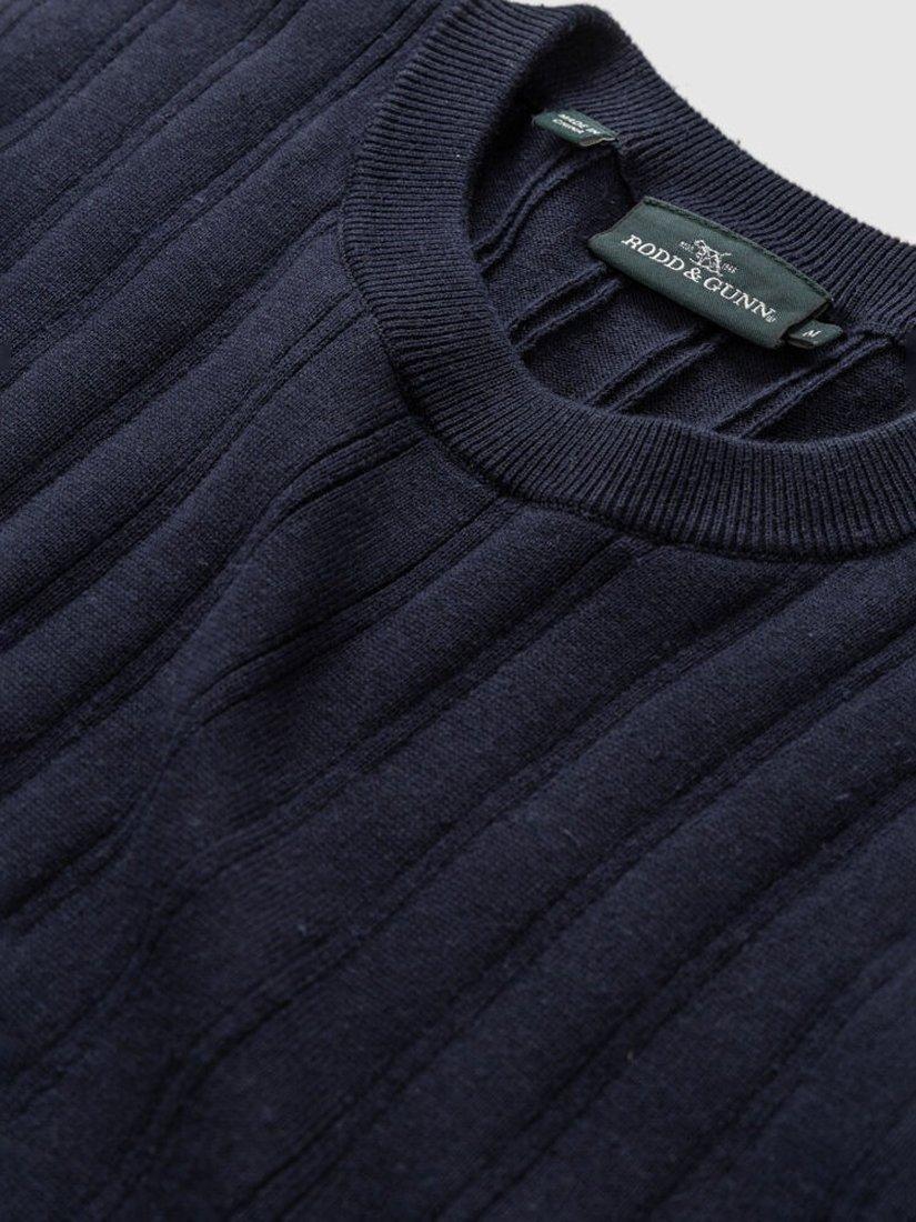 Product image 6 of 6, which shows Rodd & Gunn Canning Street Cotton Hemp Short Sleeve Knitted T-shirt, Midnight, XS