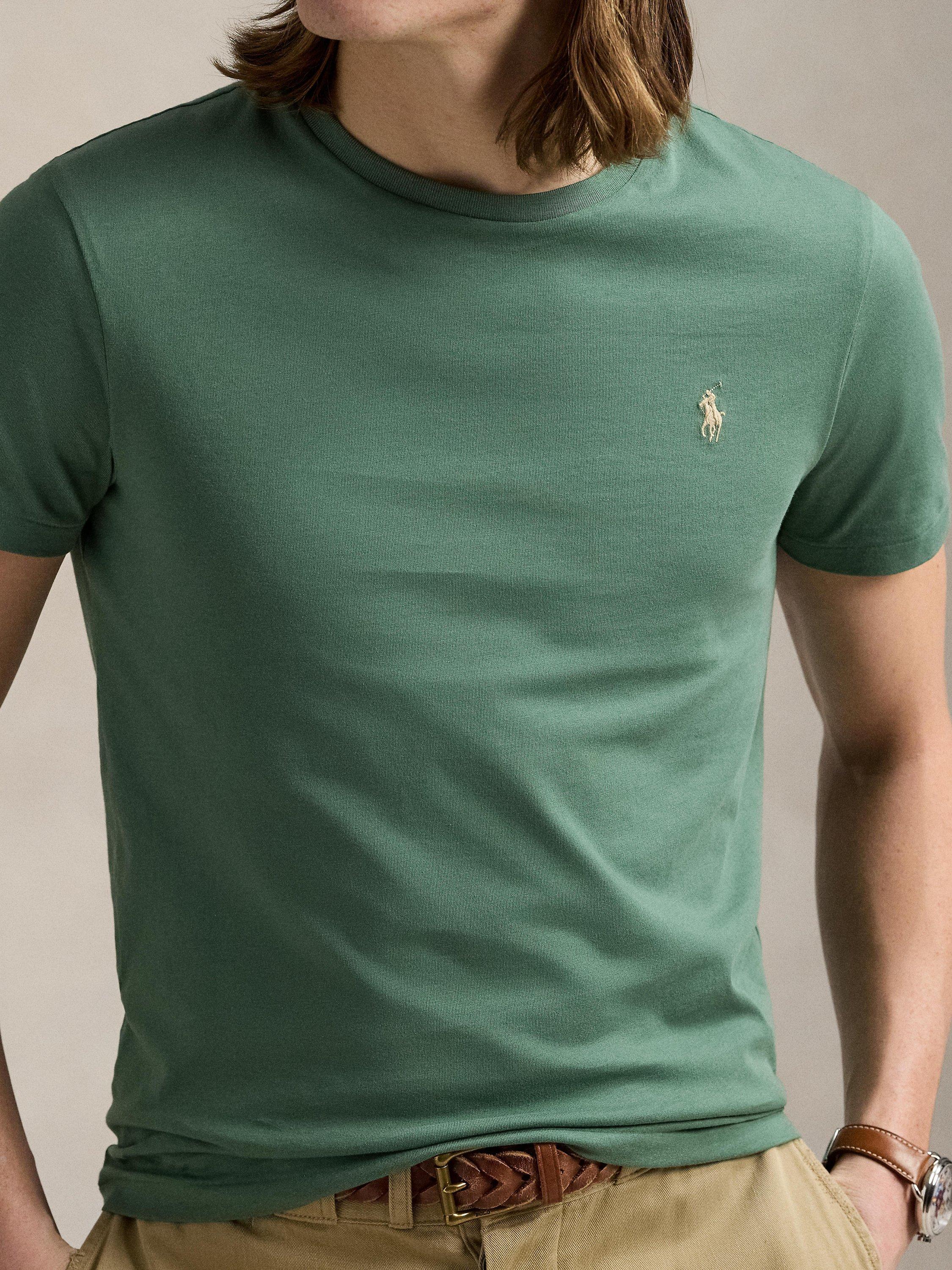 Product image 3 of 6, which shows Polo Ralph Lauren Cotton Custom Slim Fit Short Sleeve T-Shirt, Fatigue, S