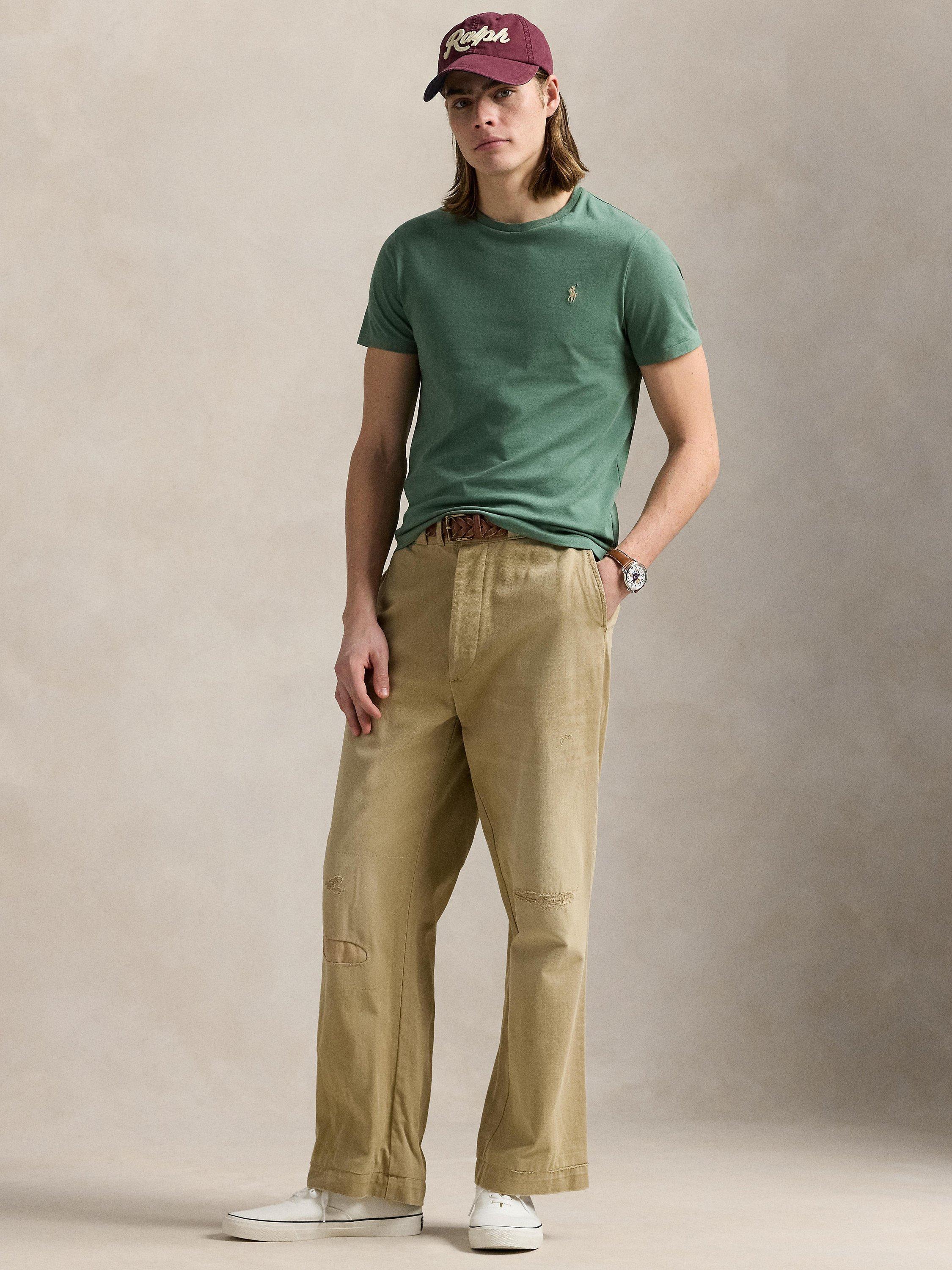 Product image 5 of 6, which shows Polo Ralph Lauren Cotton Custom Slim Fit Short Sleeve T-Shirt, Fatigue, S
