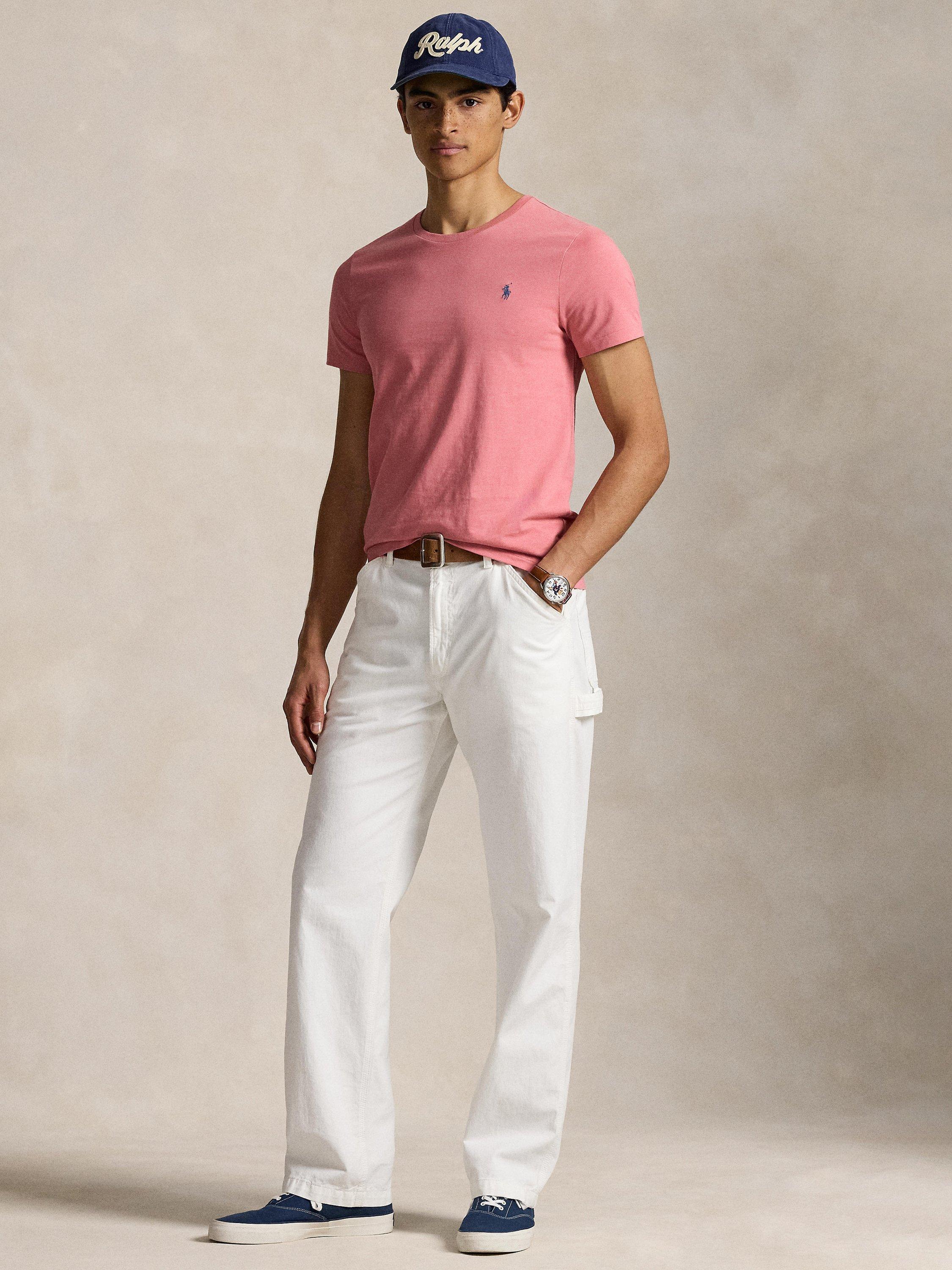 Product image 4 of 5, which shows Polo Ralph Lauren Cotton Custom Slim Fit Short Sleeve T-Shirt, Desert Rose, S