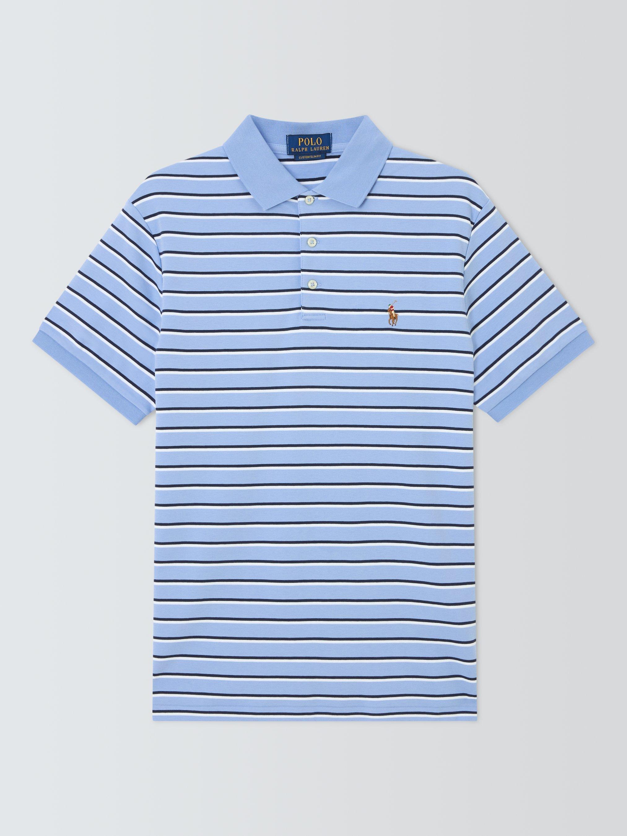 Product image 1 of 1, which shows Ralph Lauren Polo Pony Stripe Polo Shirt, Blue/Multi, S