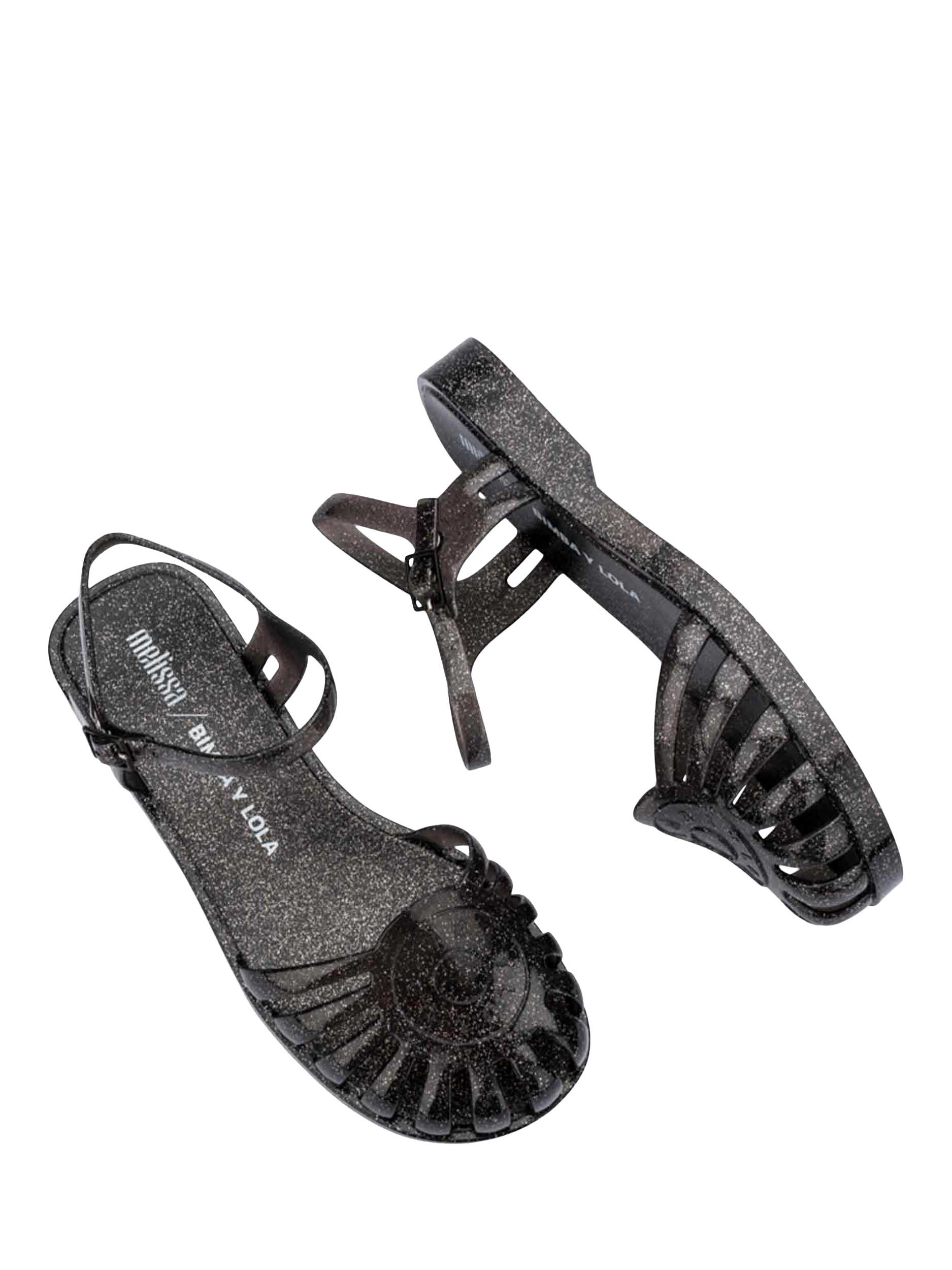 Product image 3 of 4, which shows Melissa + Bimba Y Lola Strappy Sandals, Glitter Black, 3