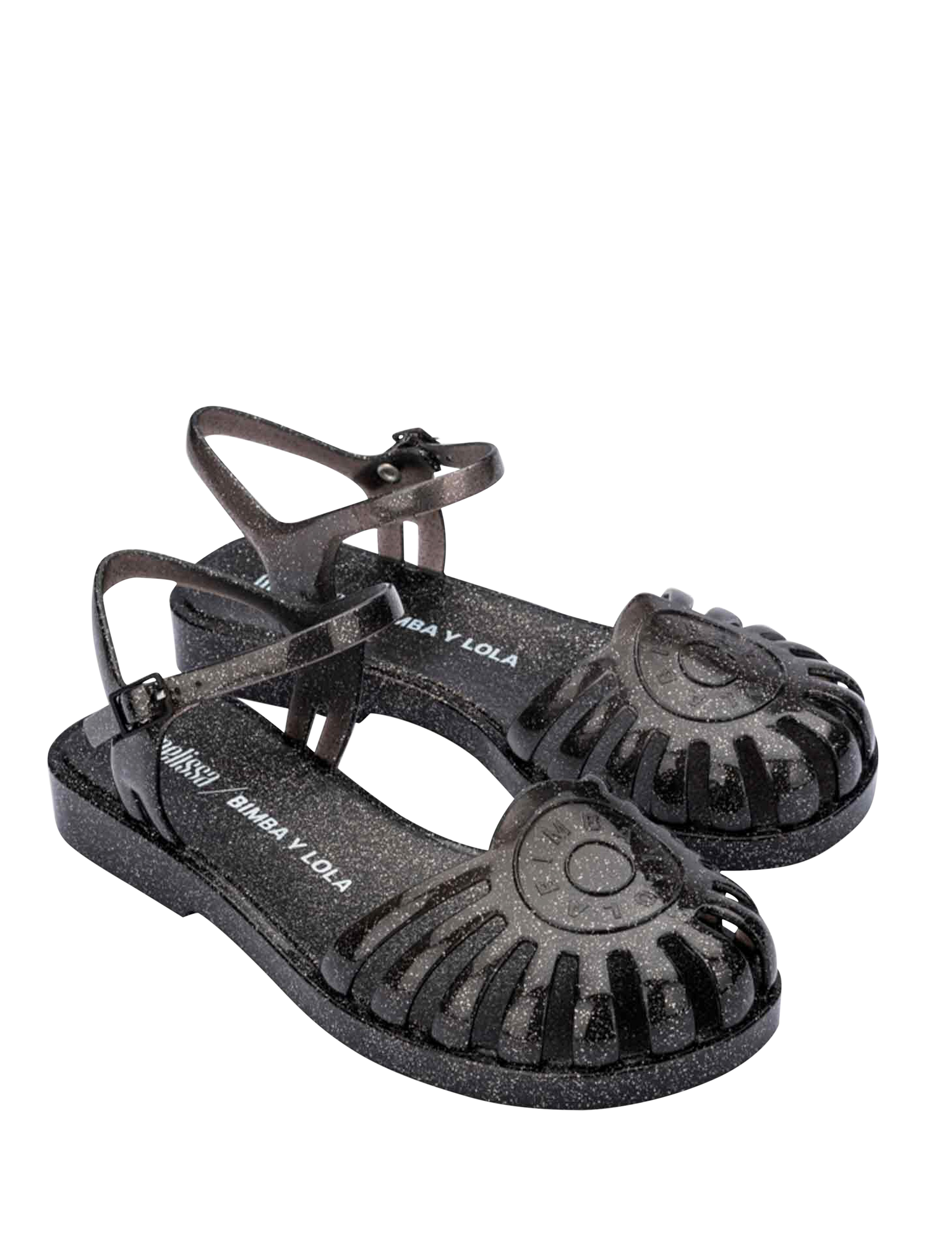 Product image 4 of 4, which shows Melissa + Bimba Y Lola Strappy Sandals, Glitter Black, 3
