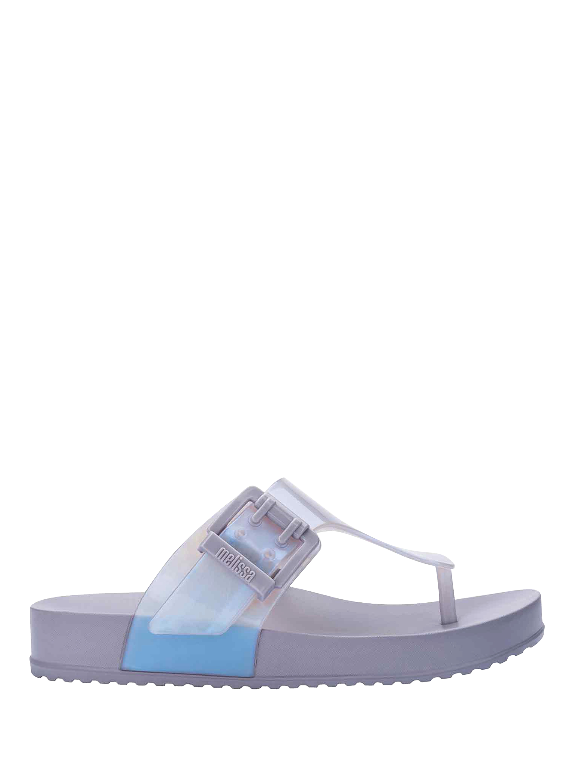 Product image 1 of 4, which shows Melissa Cozy Flip Flops, Grey/Pearl Blue, 3