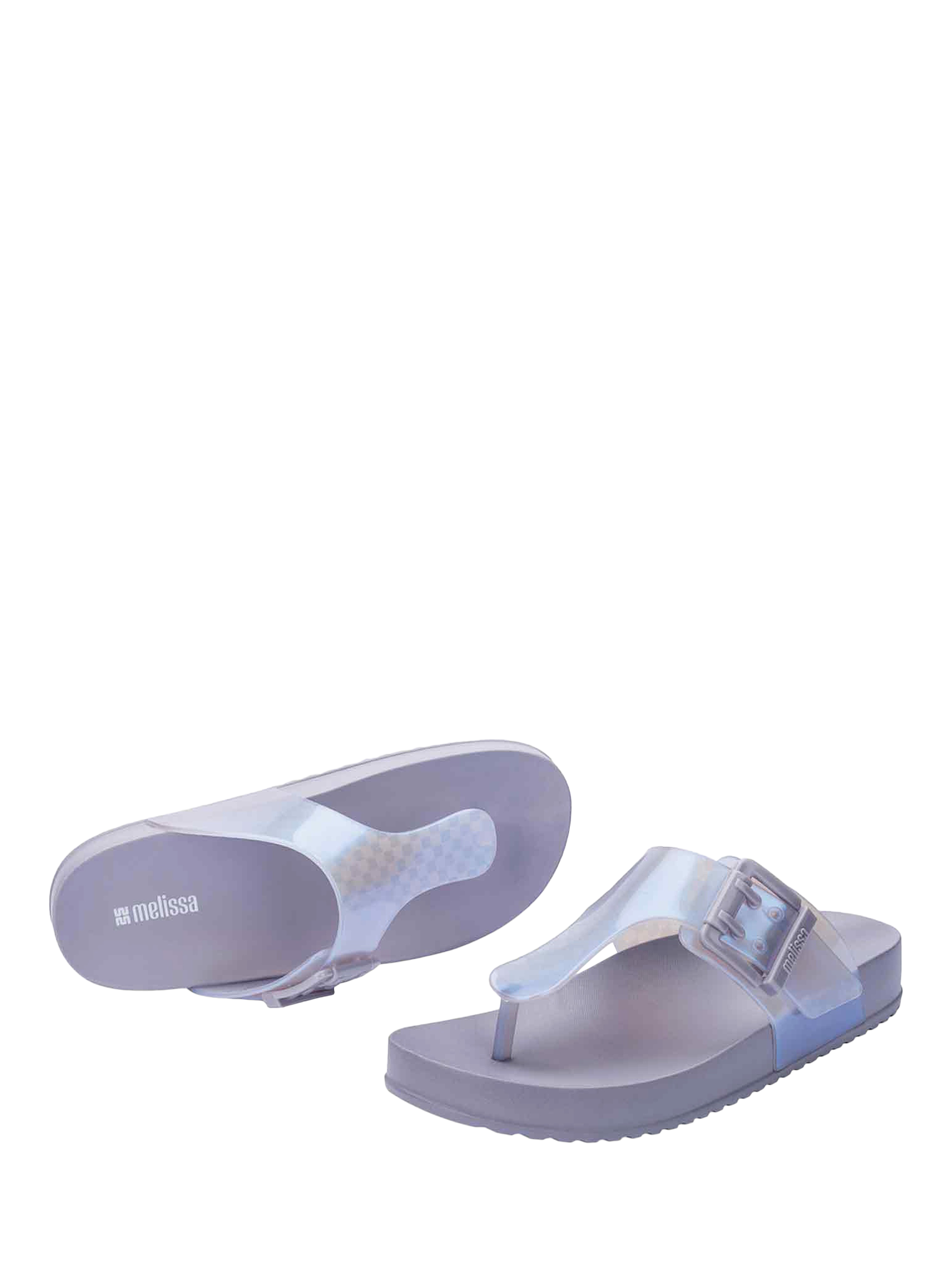 Product image 2 of 4, which shows Melissa Cozy Flip Flops, Grey/Pearl Blue, 3