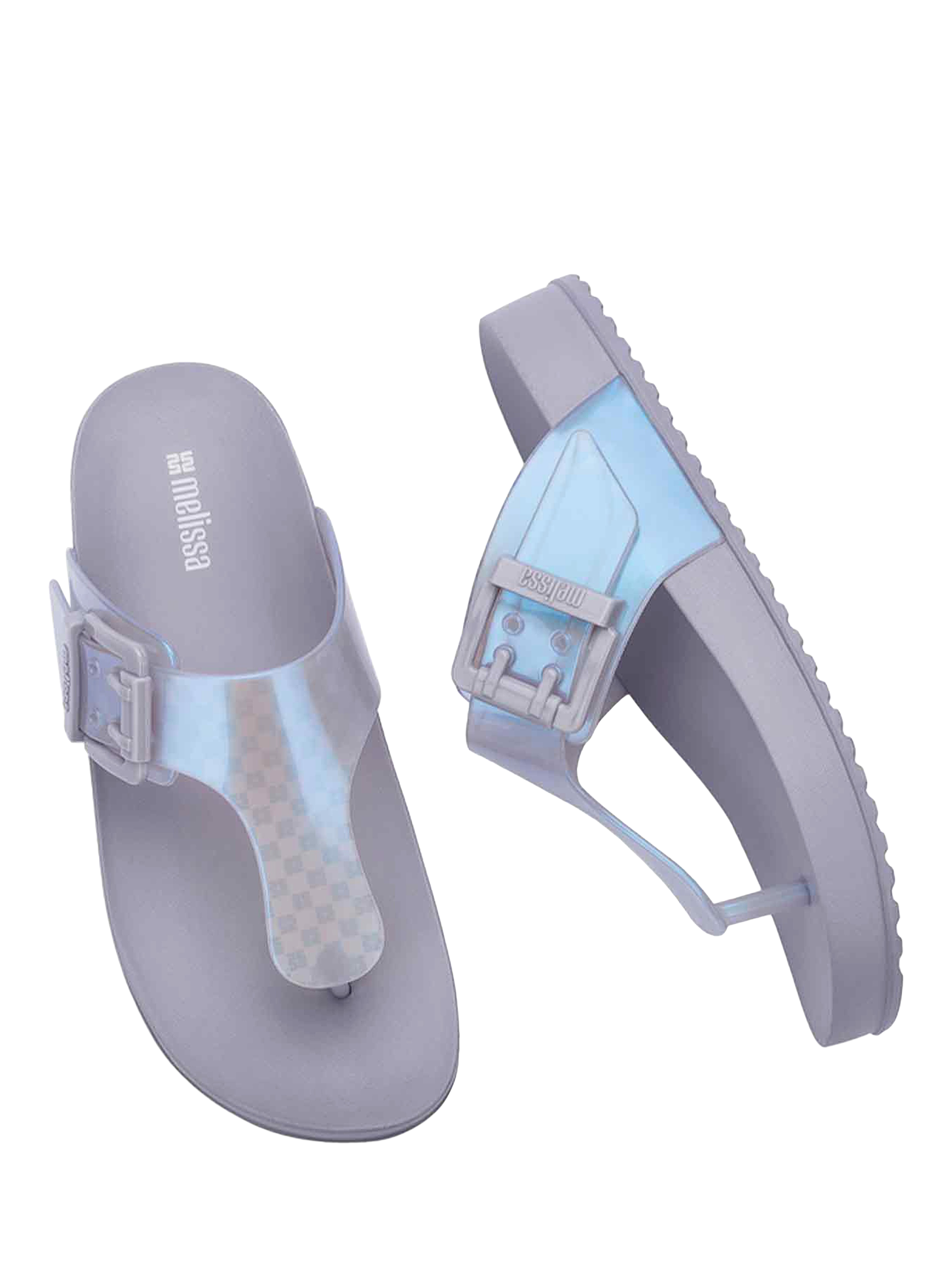 Product image 3 of 4, which shows Melissa Cozy Flip Flops, Grey/Pearl Blue, 3